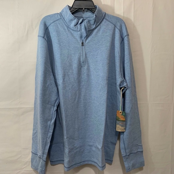 True Grit Men Clubhouse 1/4 Zip Long Sleeve Mock Neck Pullover #B5M38DSK Blue XL